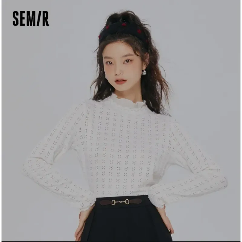 Semir Áo Thun Dài Tay Áo Chui Đầu Ren Thiết Kế Cho Nữ Áo Thun Dệt Kim 791327