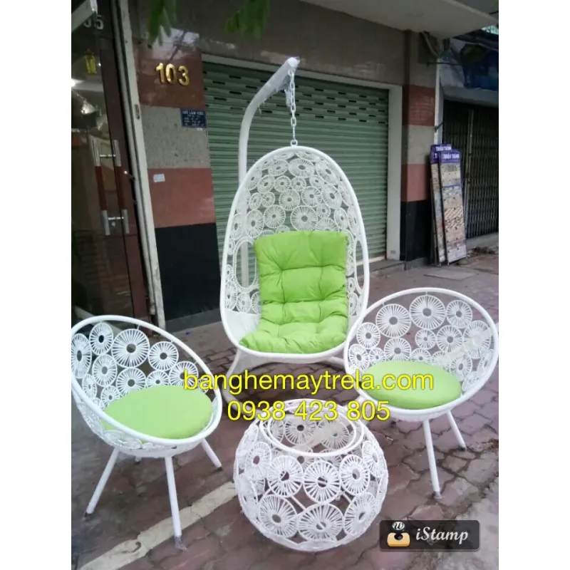 Xích đu kèm bàn ghế mây nhựa ban công 731055