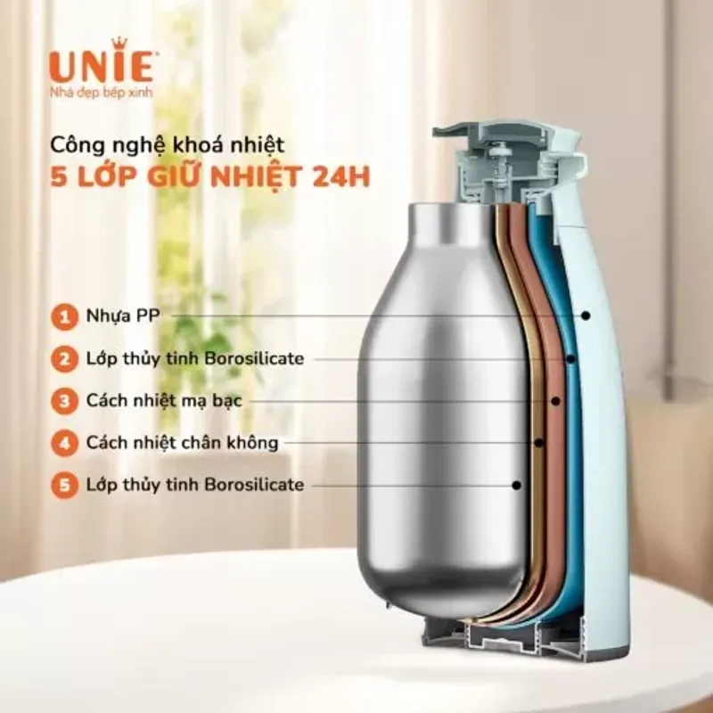 Phích giữ nhiệt UNIE UKW06 – Giữ nhiệt hiệu quả, ruột thủy tinh cao cấp 572317