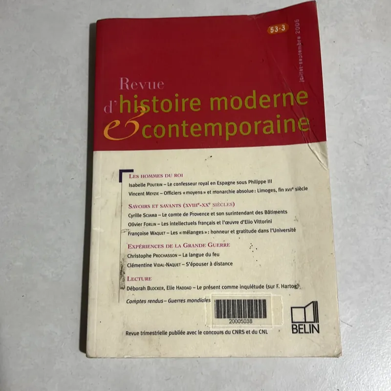 Revue d'histoire moderne et contemporaine (tome 55 - n°3, juillet-septembre 595554