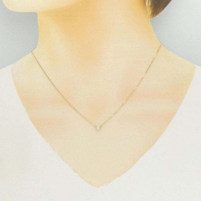 K18YG Solitaire Diamond Necklace - Hàng hiệu Authentic 856024