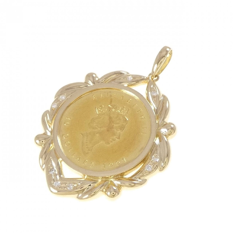 K18YG(khung) Dây chuyền đồng xu kim cương 0.09CT - Hàng hiệu Chính hãng 865910