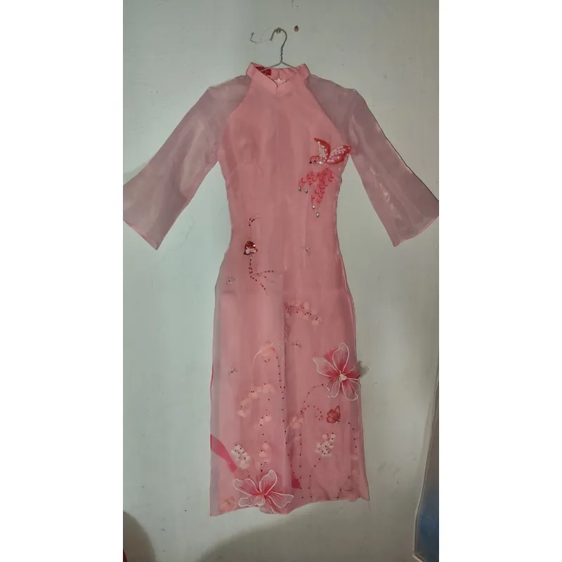 Áo dài Tết đính kết vải tơ có kèm quần 708843