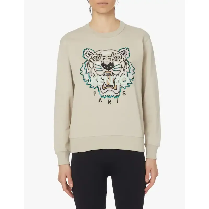 Áo nỉ tay dài Kenzo jumper màu be size S chính hãng 719292