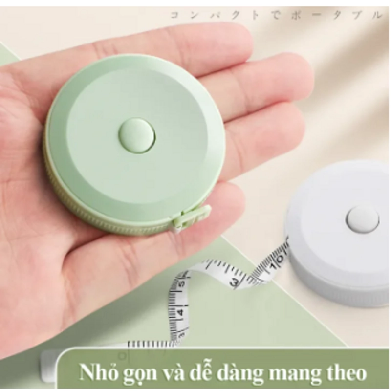 Thước dây dạng cuộn rút mềm dẻo mini, đo eo đo chiều cao, dài 2M (Màu xanh lá) 330794