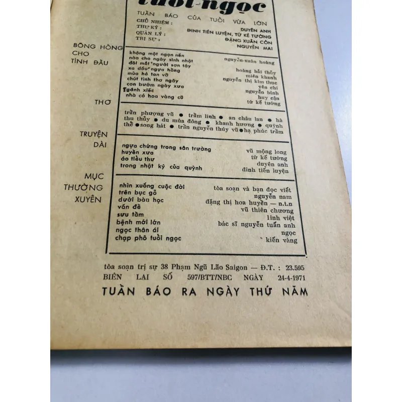 Duy nhất 1 tờ báo tuổi Ngọc 1971 776918