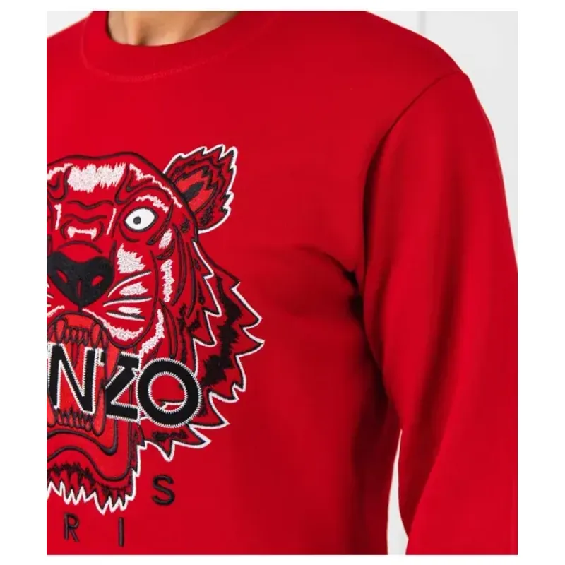 Áo sweatshirt Kenzo đỏ thêu hình đầu hổ lớn size L 757195