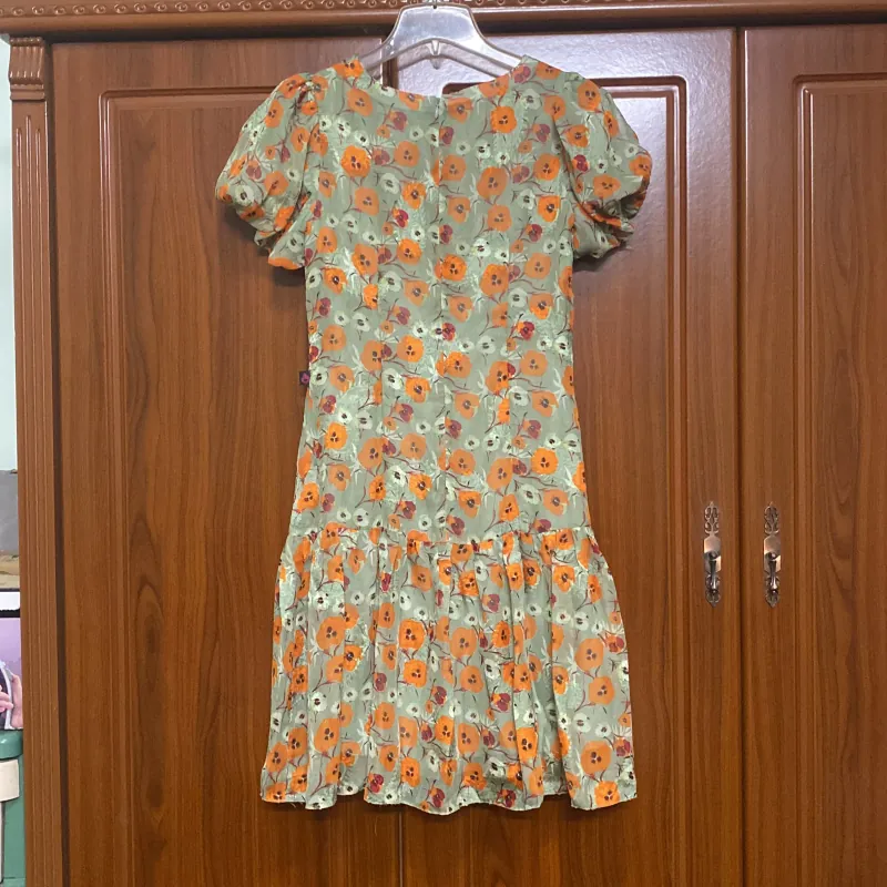 Váy voan hoa xoè dài qua gối 990037