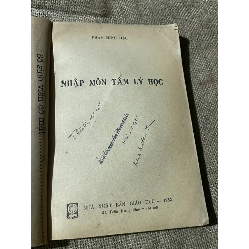 NHẬP MÔN TÂM LÝ HỌC - MẤT BÌA - PHẠM MINH HẠC - 1989 574463