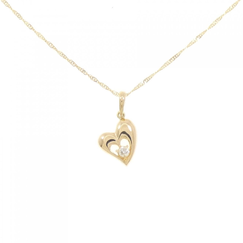 K18YG/750YG Dây chuyền hình trái tim kim cương 0.05CT - Hàng hiệu Chính hãng 861995