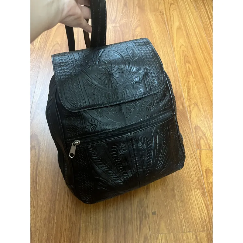 Balo nữ 24x32x11 da mộc khắc 2hand 992664