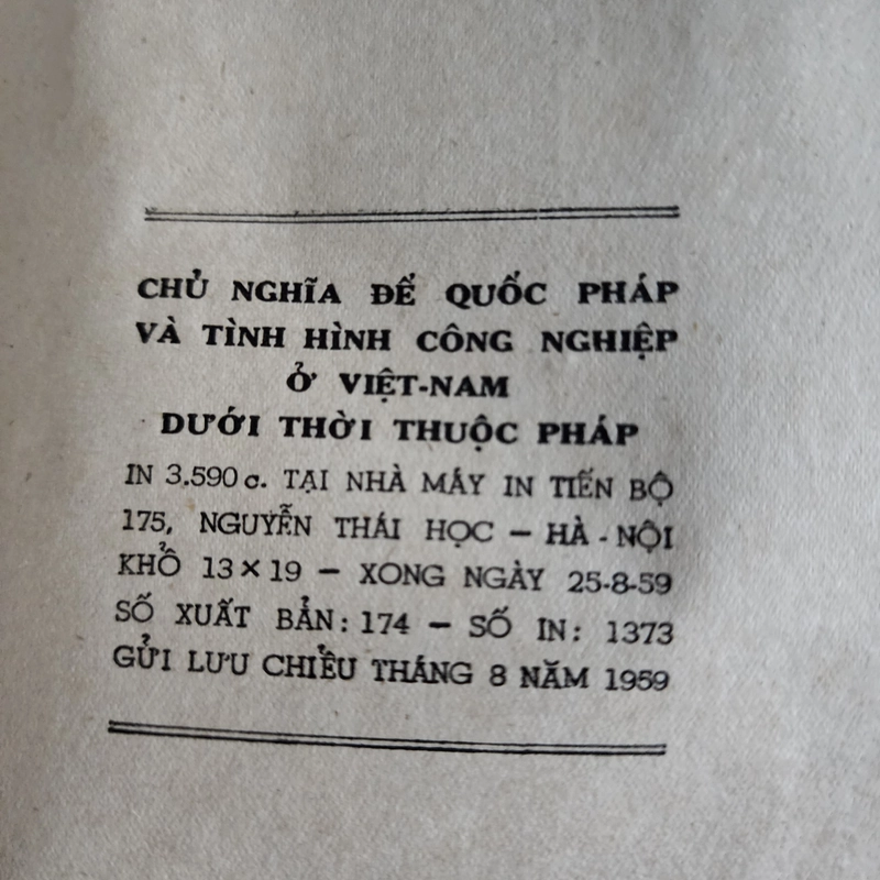 Chủ nghĩa đế quốc Pháp và công nghiệp ở Việt nam thời thuộc Pháp | Phạm Đình Tân | 1959 523730