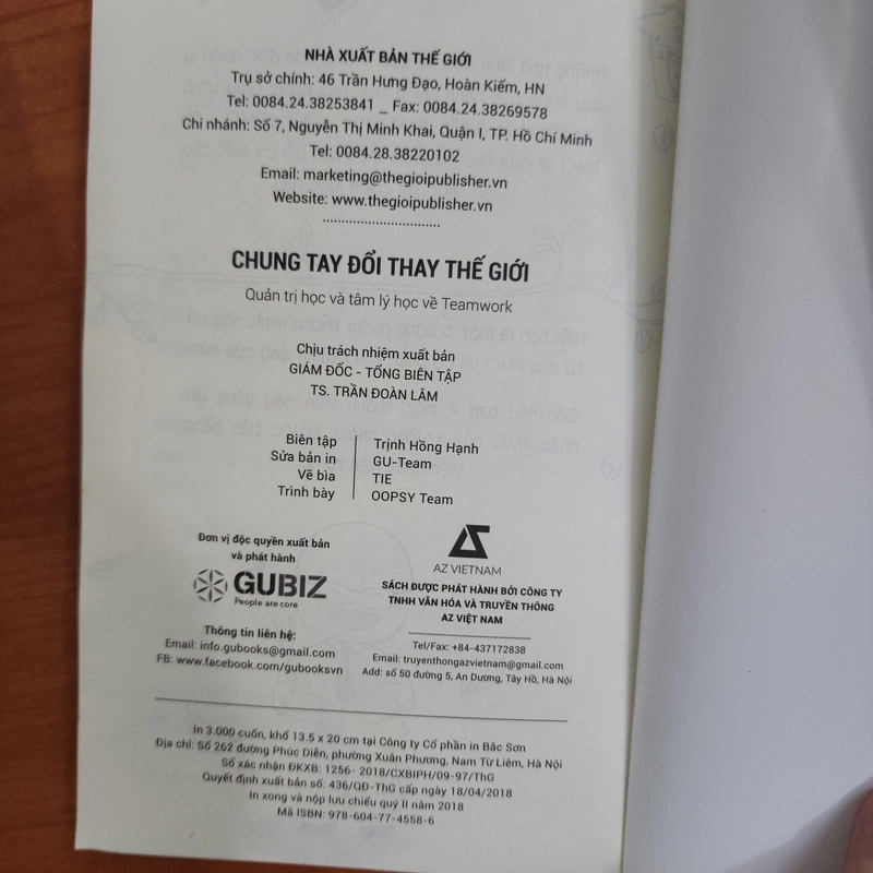 Sách Chung tay đổi thay thế giới, quản trị học và tâm lý học mới 99% 522653