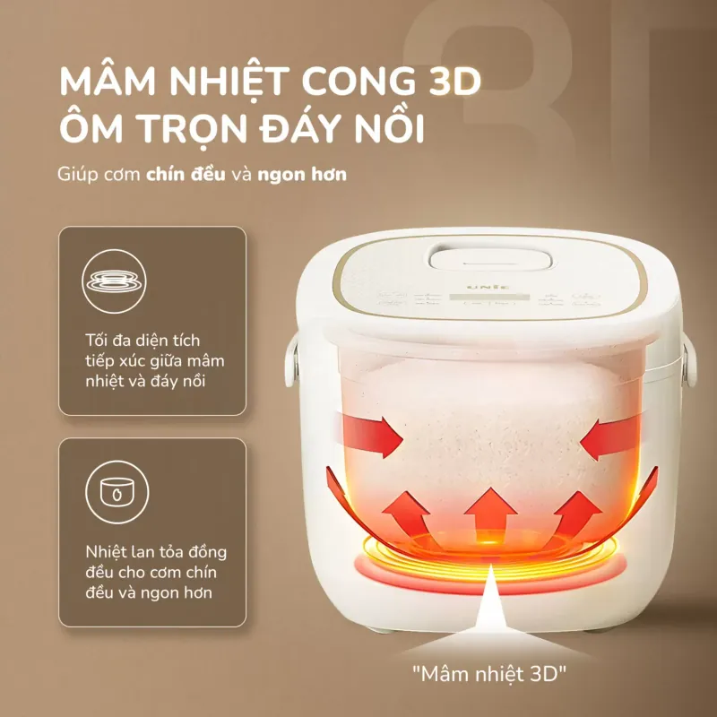 🔥 NỒI CƠM ĐIỆN LÒNG GỐM CAO CẤP UNIE URC818P – CÓ CHẾ ĐỘ CƠM CHÁY ĐỘC ĐÁO 🍚 798179