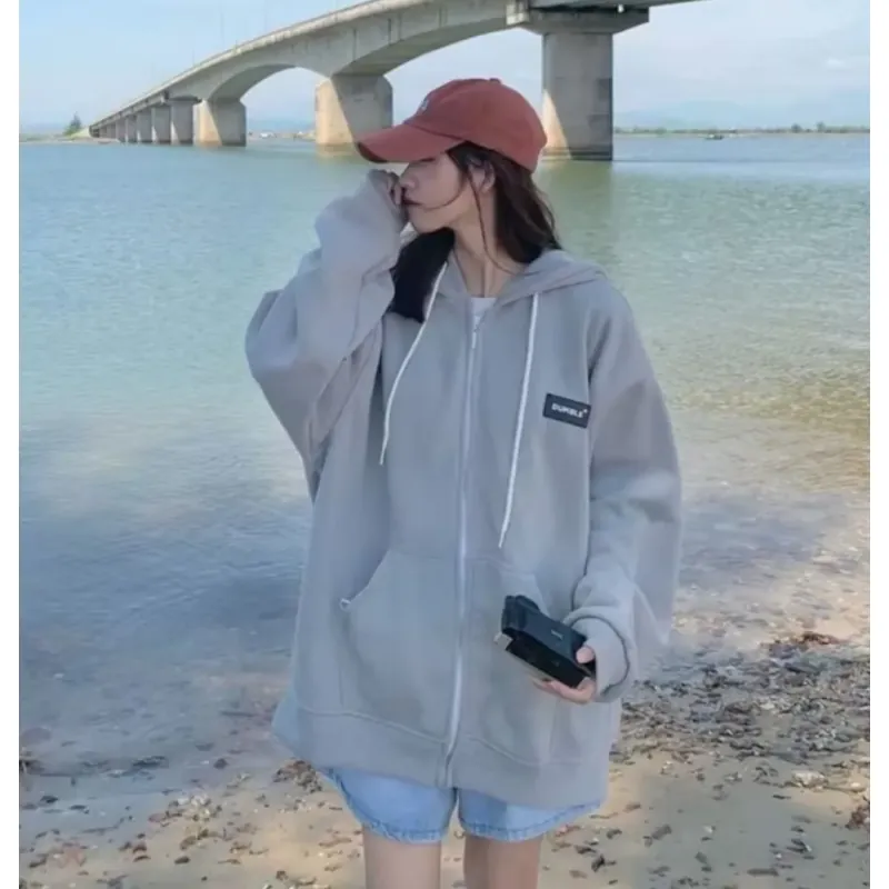 ÁO HOODIE NỮ FORM RỘNG KHÓA KÉO DUMBLE - PASS ĐỒ CŨ 781865