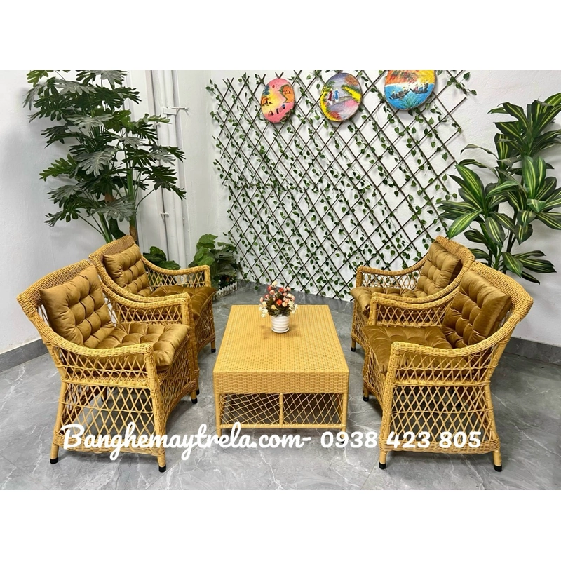 Bộ bàn ghế cafe mây nhựa giá rẻ 530930