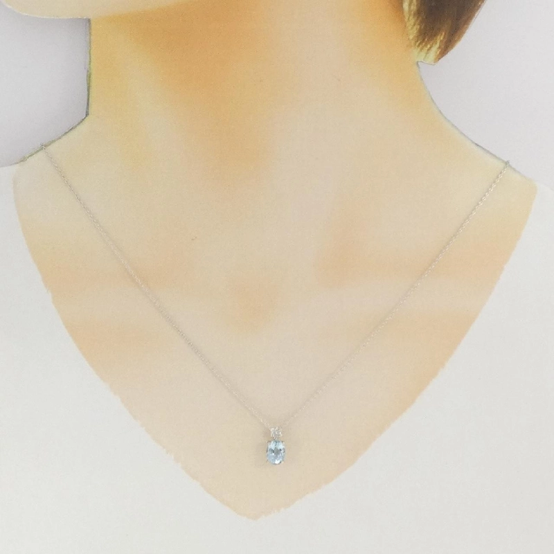 K18WG Aquamarine Necklace 1.36CT - Hàng hiệu Authentic 857818