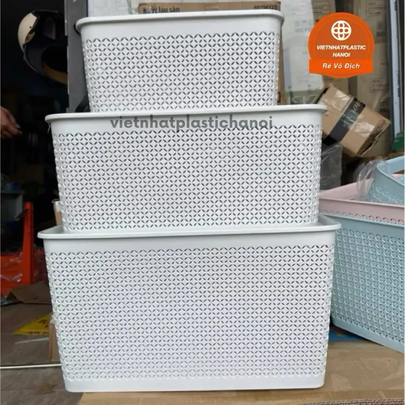 4c Giỏ Nhựa Có Nắp Việt Nhật (2 nhỡ + 2 lớn) Đa Năng Tiết Kiệm Không Gian copy 1 576431