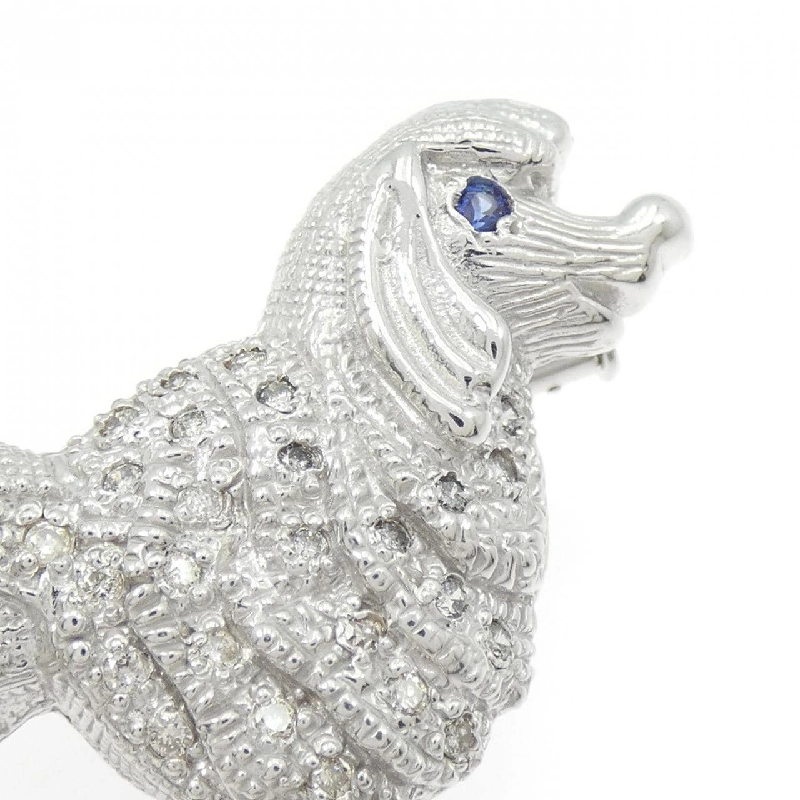 K18WG/K14WG Chó Sapphire Brooch 0.04CT - Hàng hiệu Chính hãng 871037