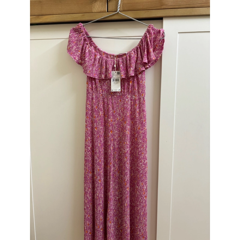 Đầm Floral Hồng Mango size XS chất liệu chun co giãn hàng chính hãng còn nguyên mác 461953