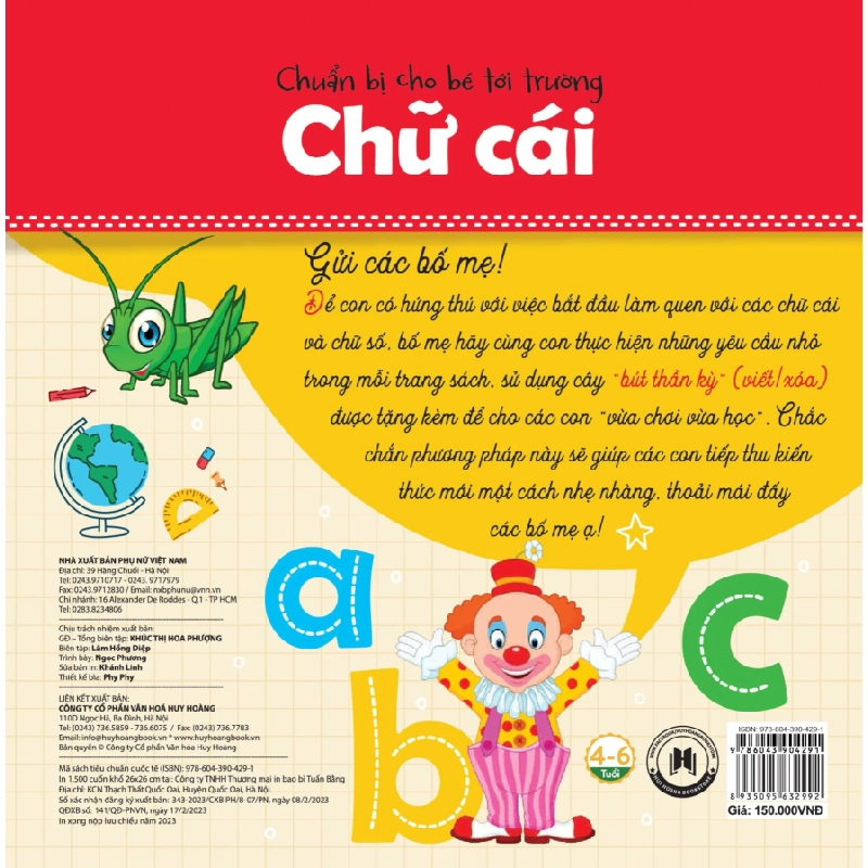 Chuẩn bị cho bé tới trường - Chữ cái 150k kèm bút (HH) TB Mới 100% HCM.PO Độc quyền - Thiếu nhi 349511