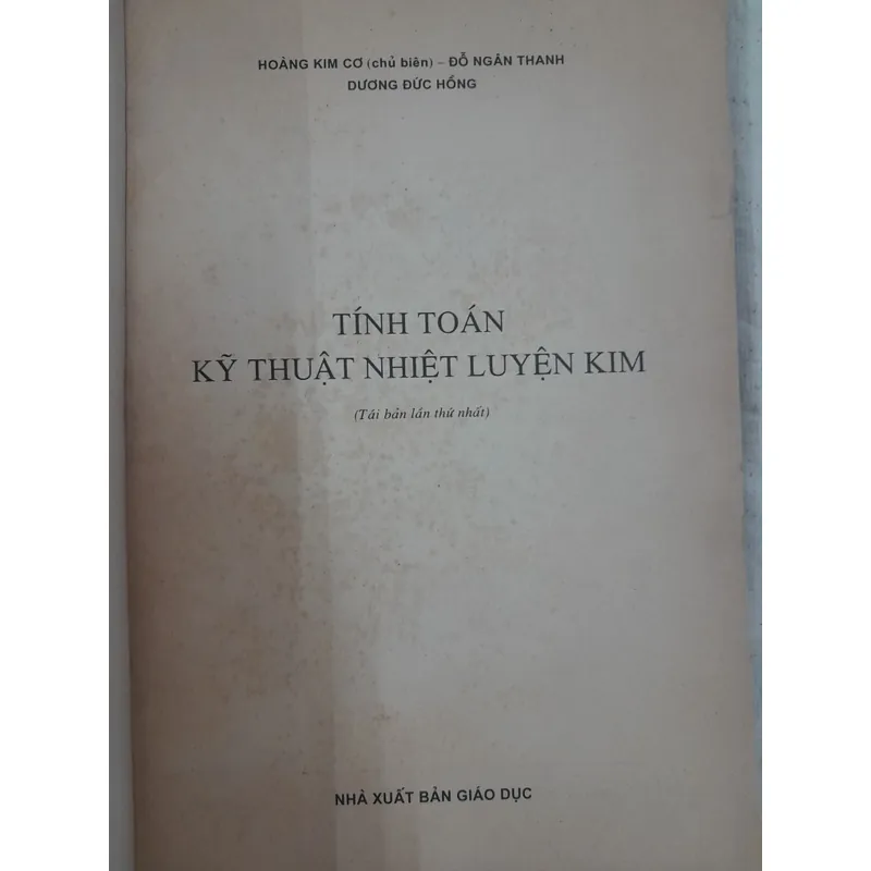 Tính toán kỹ thuật nhiệt luyện kim. Thầy Hoàng Kim Cơ (chủ bien) 589228