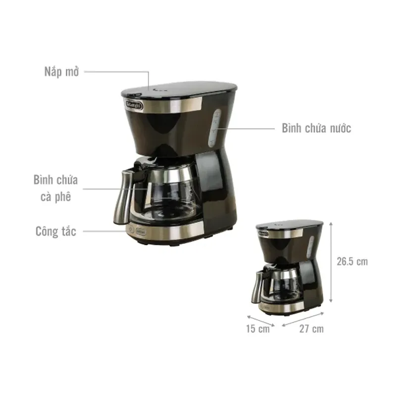 ⭐ Delonghi ICM12011.BK – Máy pha cà phê chính hãng, bền bỉ 739268