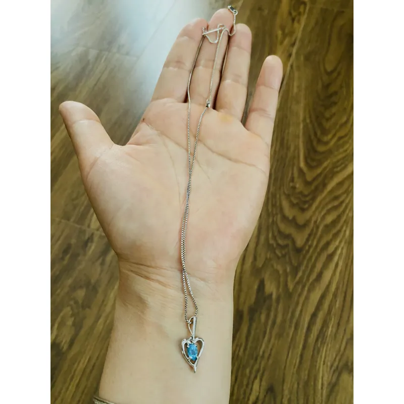 Dây bạc 925 mặt topas xanh trong 1012956