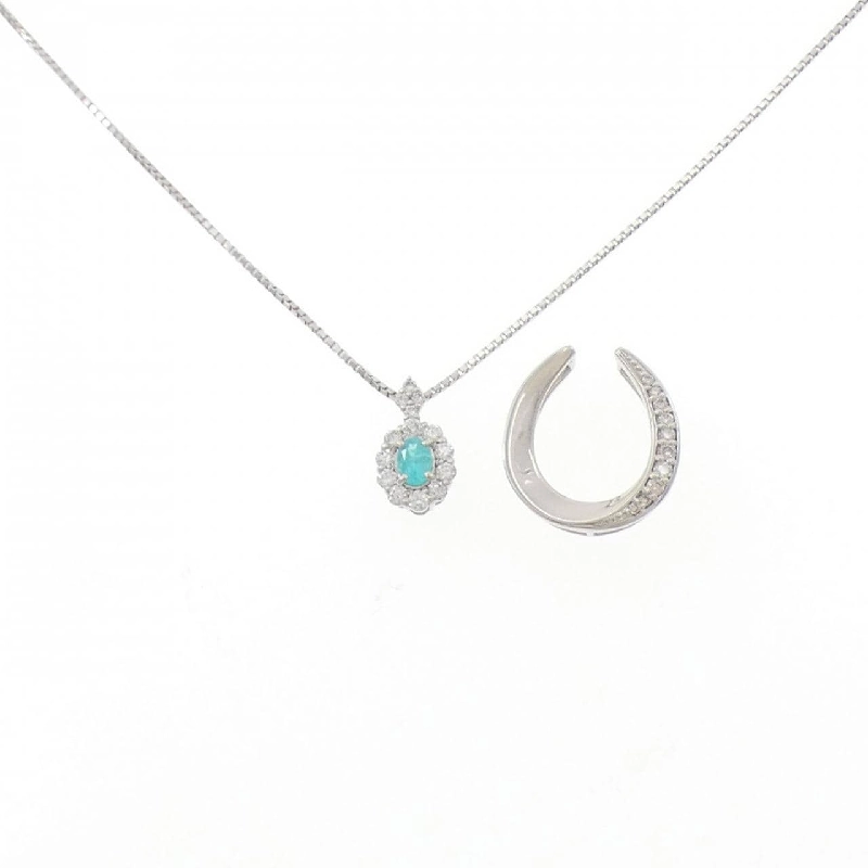 PT900/PT850 2WAY Paraiba Tourmaline Necklace 0.137CT - Hàng hiệu Authentic 857566