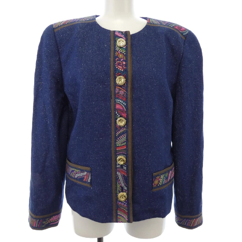 【Mã giảm giá】【Cổ điển】Thời trang Leonar LEONARD FASHION Áo khoác không cổ 642180