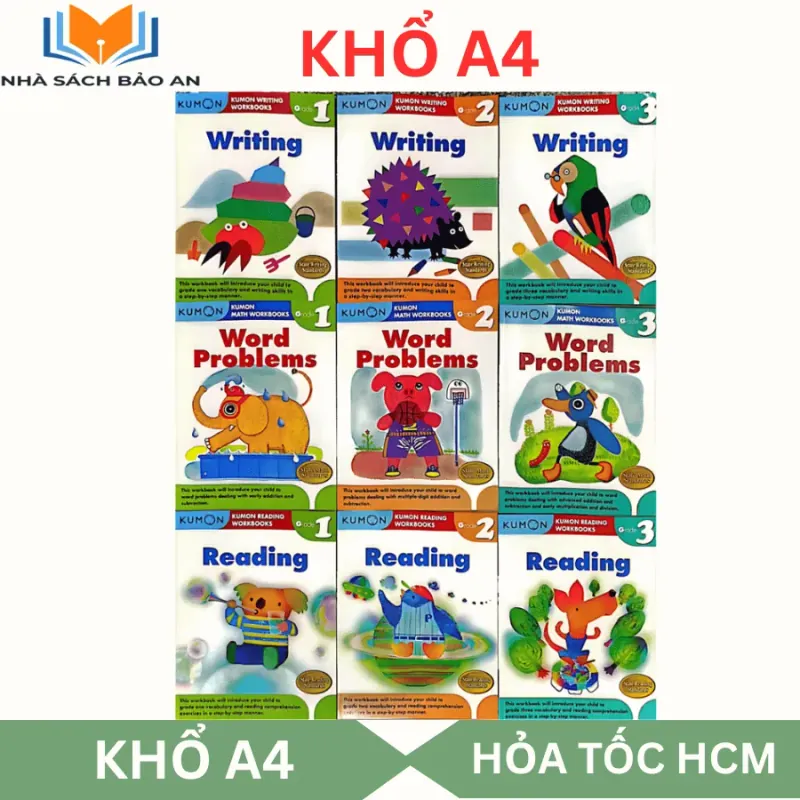 Sách nhập - Kumon Reading, Writting, Problems Solving Bộ 9 cuốn khổ to A4 779320