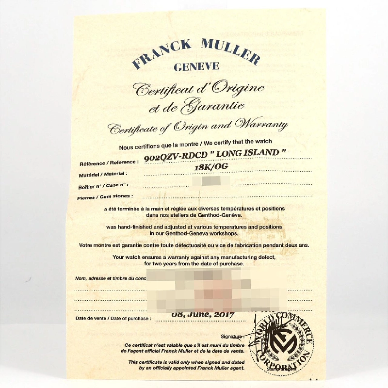 Đồng hồ Frank Muller Long Island WG/2D･RugD 902QZV-RDCD WG Quartz - Hàng hiệu Authentic 876150