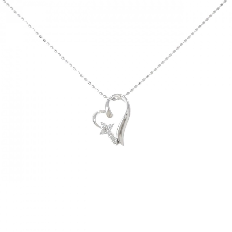 K10WG Heart × Cross Diamond Necklace 0.04CT - Hàng hiệu Authentic 865409