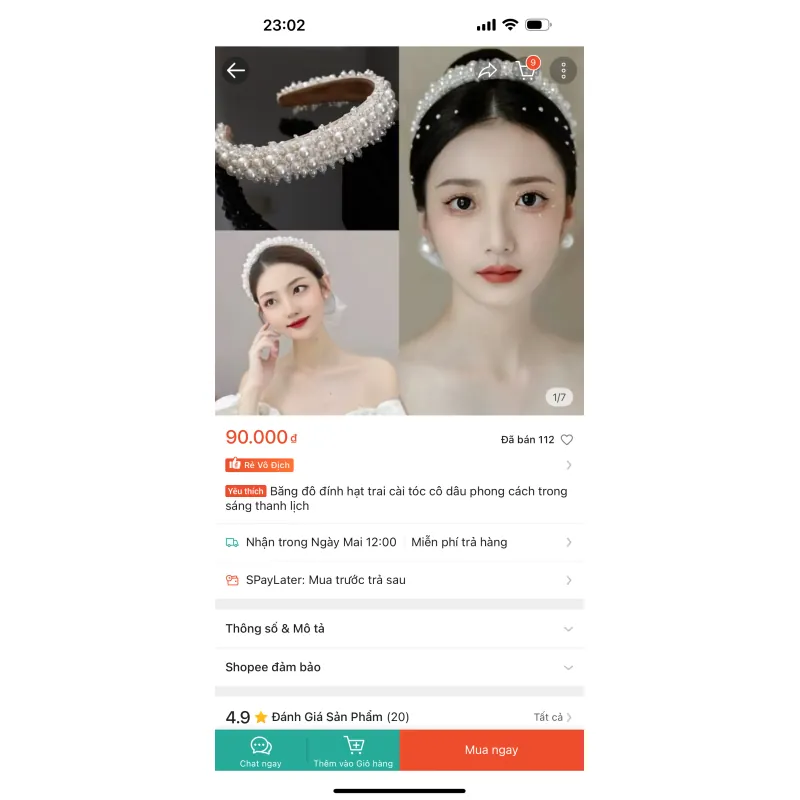 Bờm tóc cô dâu + quạt cổ trang phụ kiên cô dâu 753105