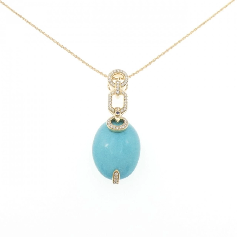 K18YG Mặt dây chuyền Turquoise 20.60CT - Hàng hiệu Chính hãng 858854