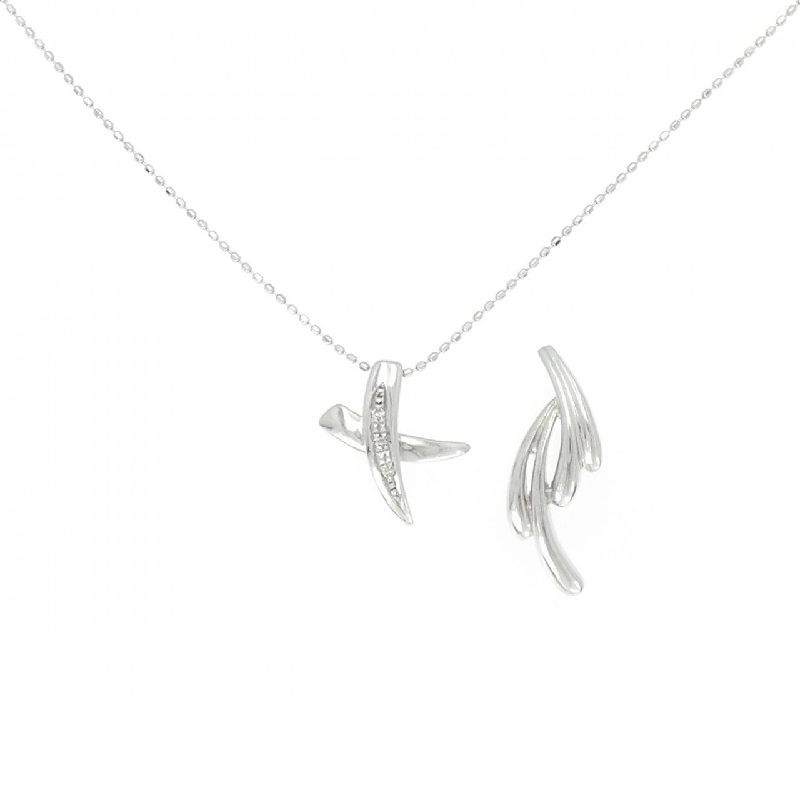 K18WG/PT950 2WAY Dây chuyền kim cương 0.02CT - Hàng hiệu Authentic 860890