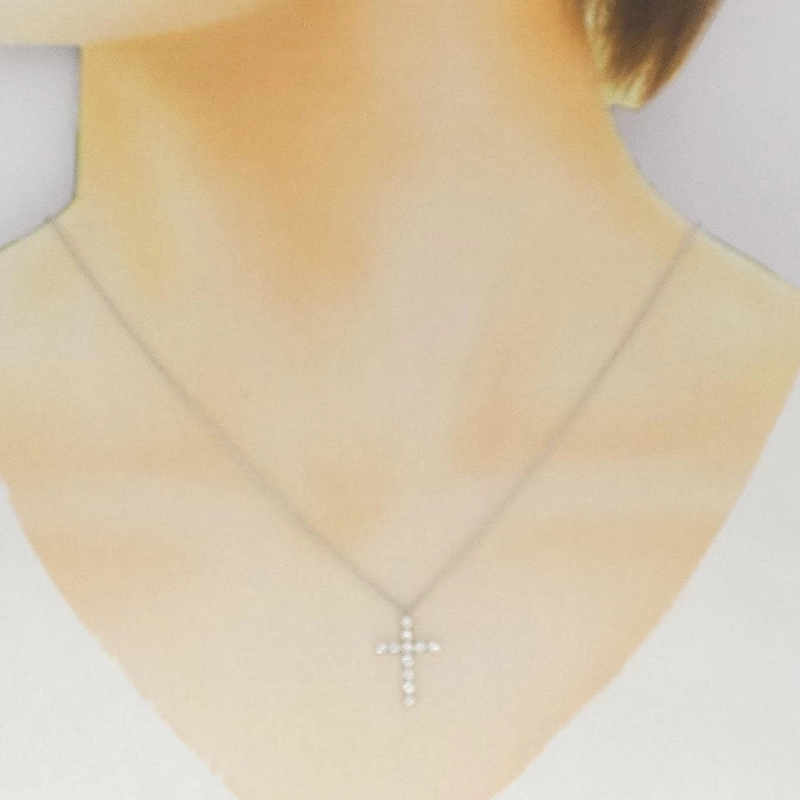 Dây chuyền mini chéo bezel Tiffany - Hàng hiệu Authentic 840793