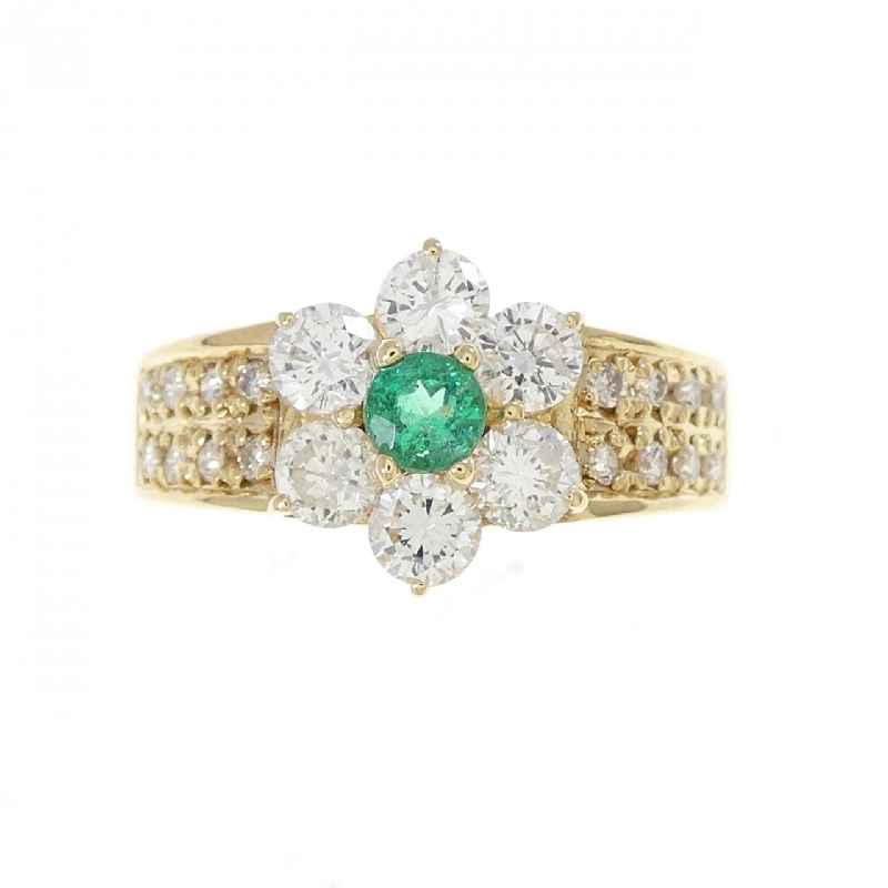 Nhẫn hoa ngọc lục bảo K18YG 0.14CT - Hàng hiệu Authentic 850958