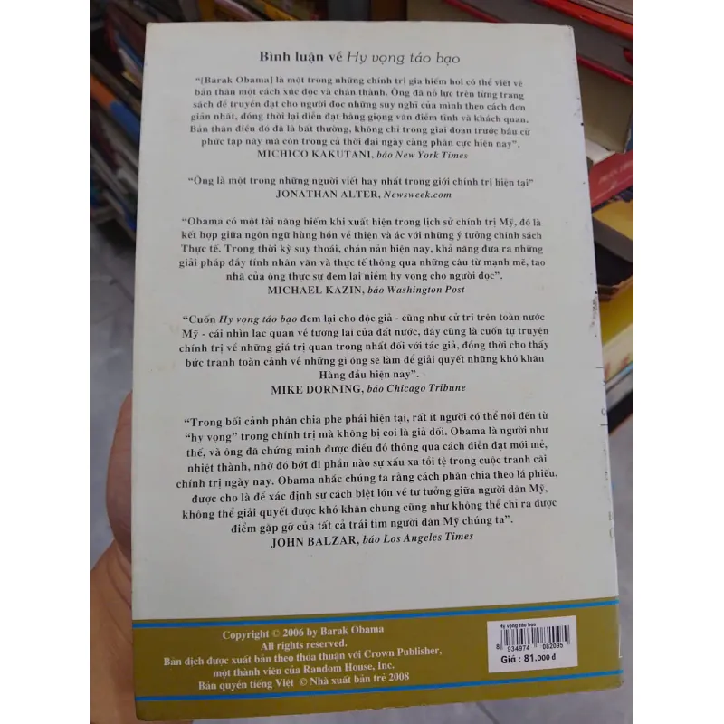 SÁCH HY VỌNG TÁO BẠO - SUY NGHĨ VỀ VIỆC TÌM LẠI GIẤC MƠ MỸ (B1) 706144