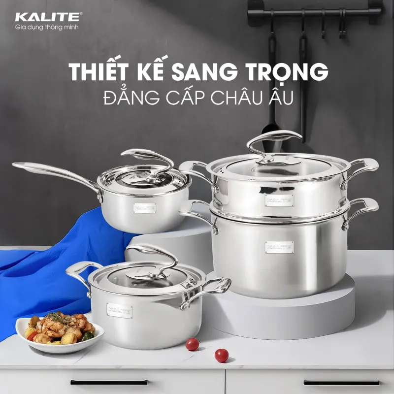 Bộ nồi nguyên khối inox 304 Tripro Kalite KL999 siêu bền 934696