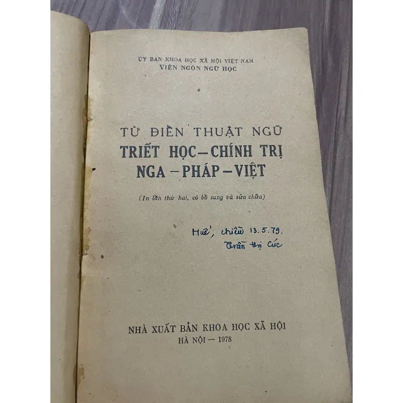 TỪ ĐIỀN THUẬT NGỮ TRIẾT HỌC -CHÍNH TRỊ NGA - PHÁP -VIỆT- 250 trang - 1978 687930