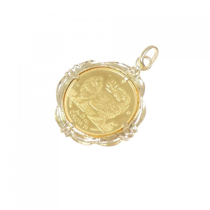 K18YG(枠) Mặt dây chuyền đồng xu - Hàng hiệu Authentic 861618