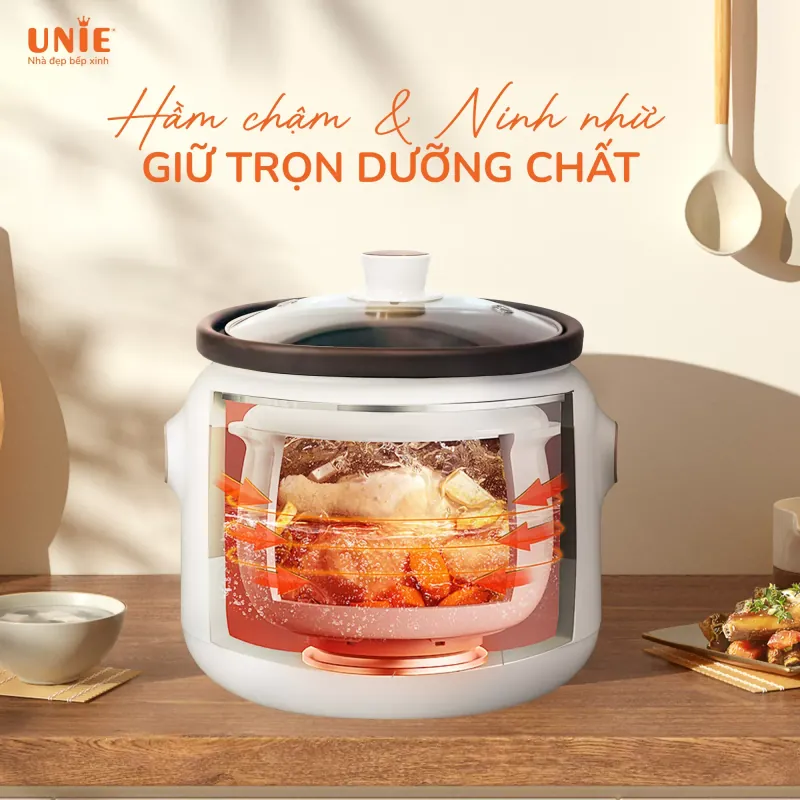 Nồi kho hầm chuyên dụng UNIE USC208 dung tích 2L, lòng nồi gốm Ceramic, hẹn giờ 24 tiếng 799071