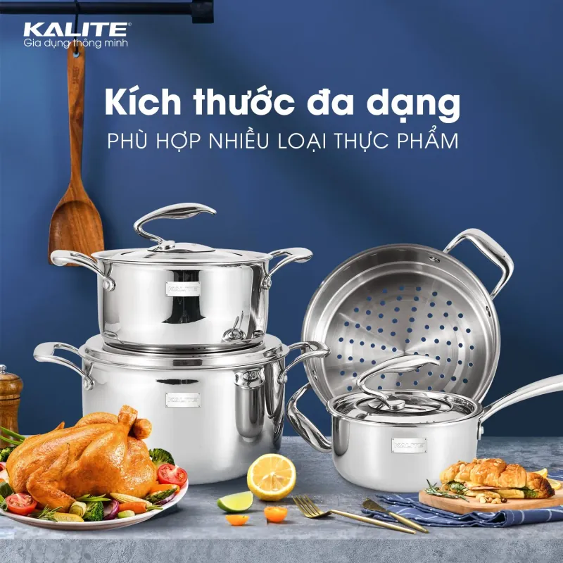 Bộ nồi nguyên khối inox 304 Tripro Kalite KL999 siêu bền 934696