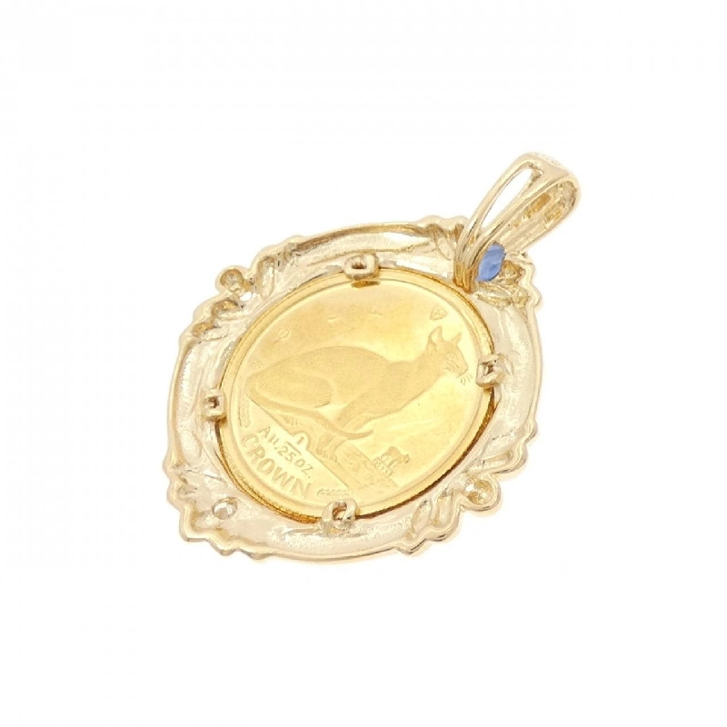 K18YG(枠) Sapphire Coin Pendant - Hàng hiệu Authentic 866697