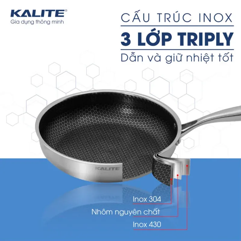 Chảo KALITE KL-326 inox 3 lớp triply – dẫn và giữ nhiệt tốt 701228