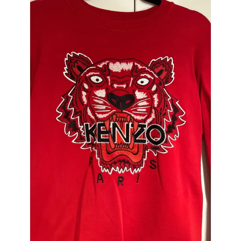 Áo sweatshirt Kenzo đỏ thêu hình đầu hổ lớn size L 757195