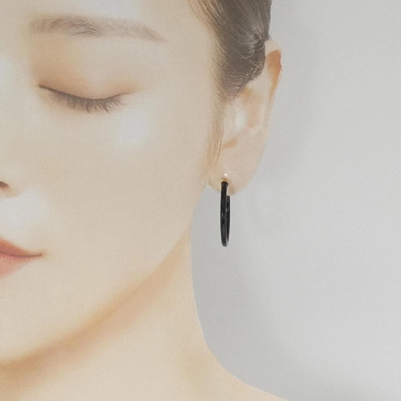 K18YG Khuyên tai Hoop Onyx - Hàng hiệu Chính hãng 869504