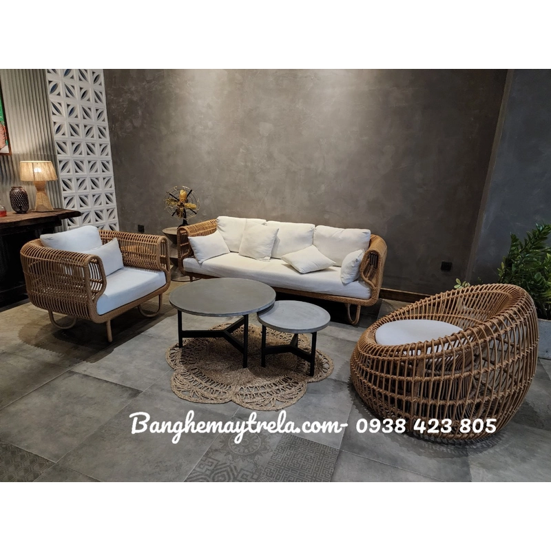Sofa tổ yến nhựa giả mây ngoài trời 529158