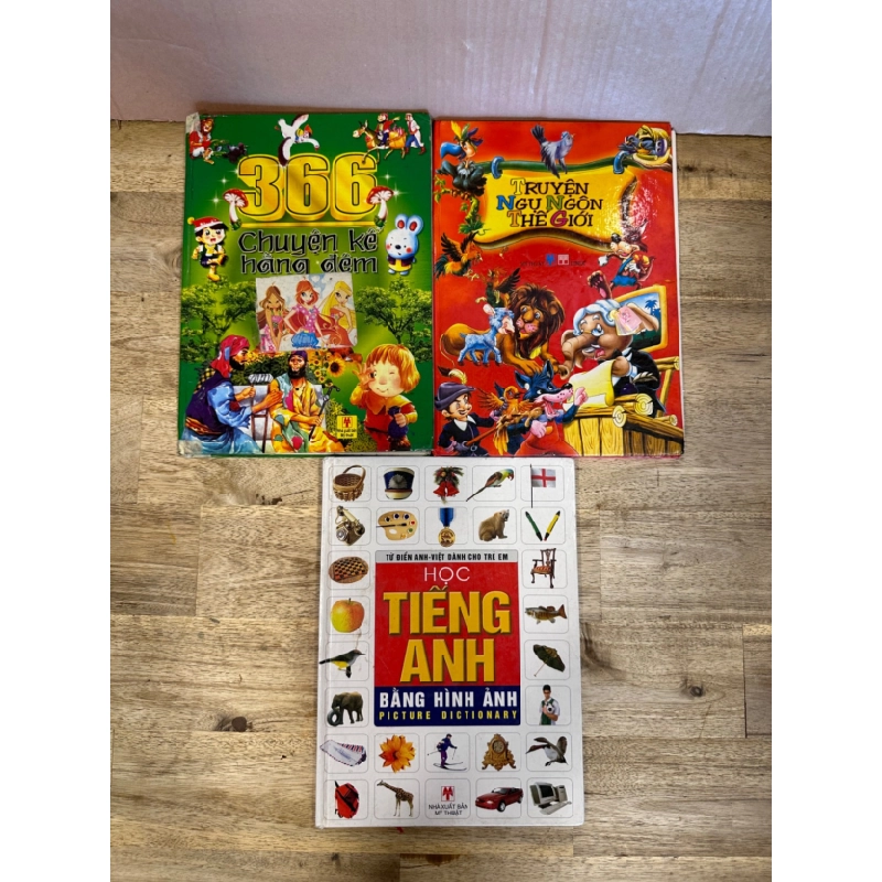 [Phiên Chợ Sách Cũ] Combo 3 cuốn truyện thiếu nhi + học tiếng anh, bìa cứng, (ghi chữ trang đầu) 1503 411487